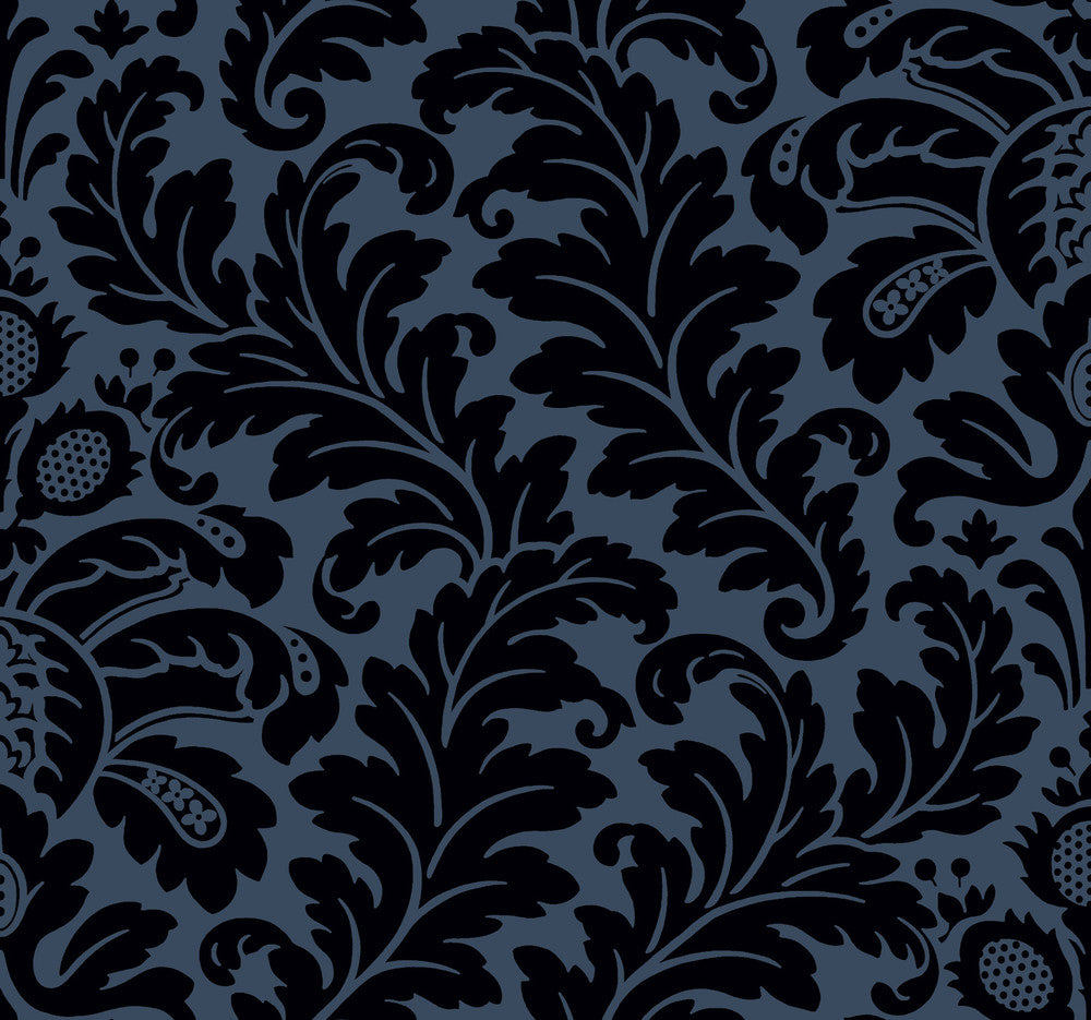 Modern Romance Navy Wallpaper by Candice Olson Candice Olson After 8 Covers about 60.8 square feet 27-in by 27-ft long roll Unpasted 25.25 - Fabric Carolina -