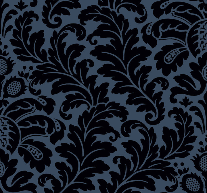 Modern Romance Navy Wallpaper by Candice Olson Candice Olson After 8 Covers about 60.8 square feet 27-in by 27-ft long roll Unpasted 25.25 - Fabric Carolina -