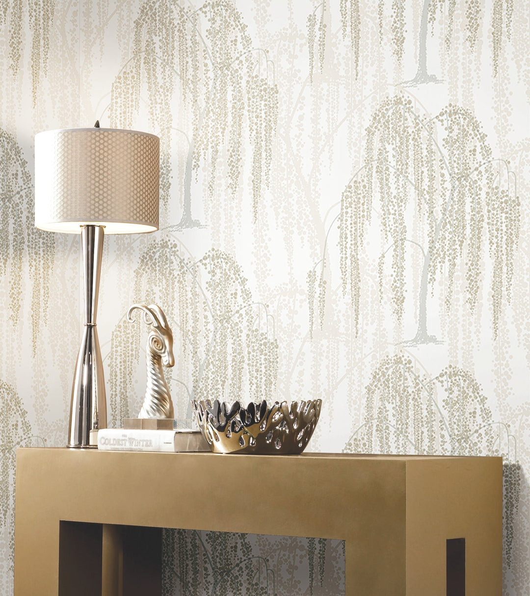 Willow Glow Neutral Wallpaper by Candice Olson Designer
