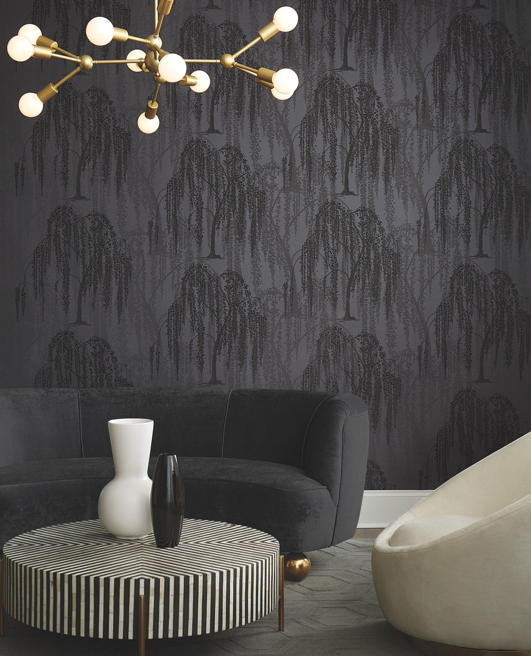Willow Glow Grey Wallpaper by Candice Olson Designer
