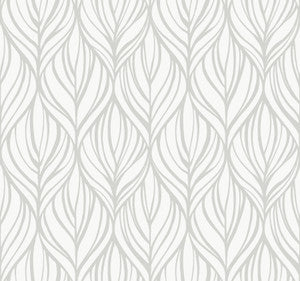Palma White & Silver Wallpaper by Candice Olson