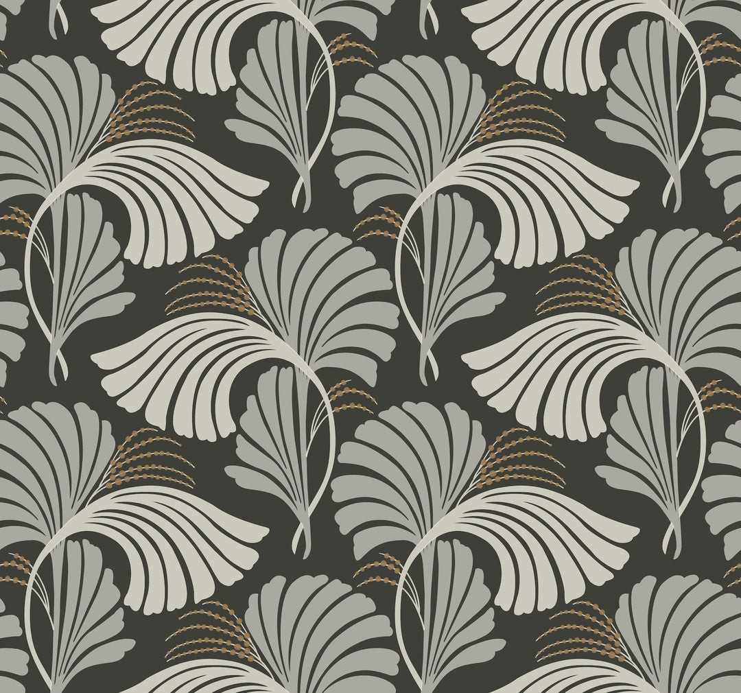 Dancing Leaves Black Wallpaper by Candice Olson Designer