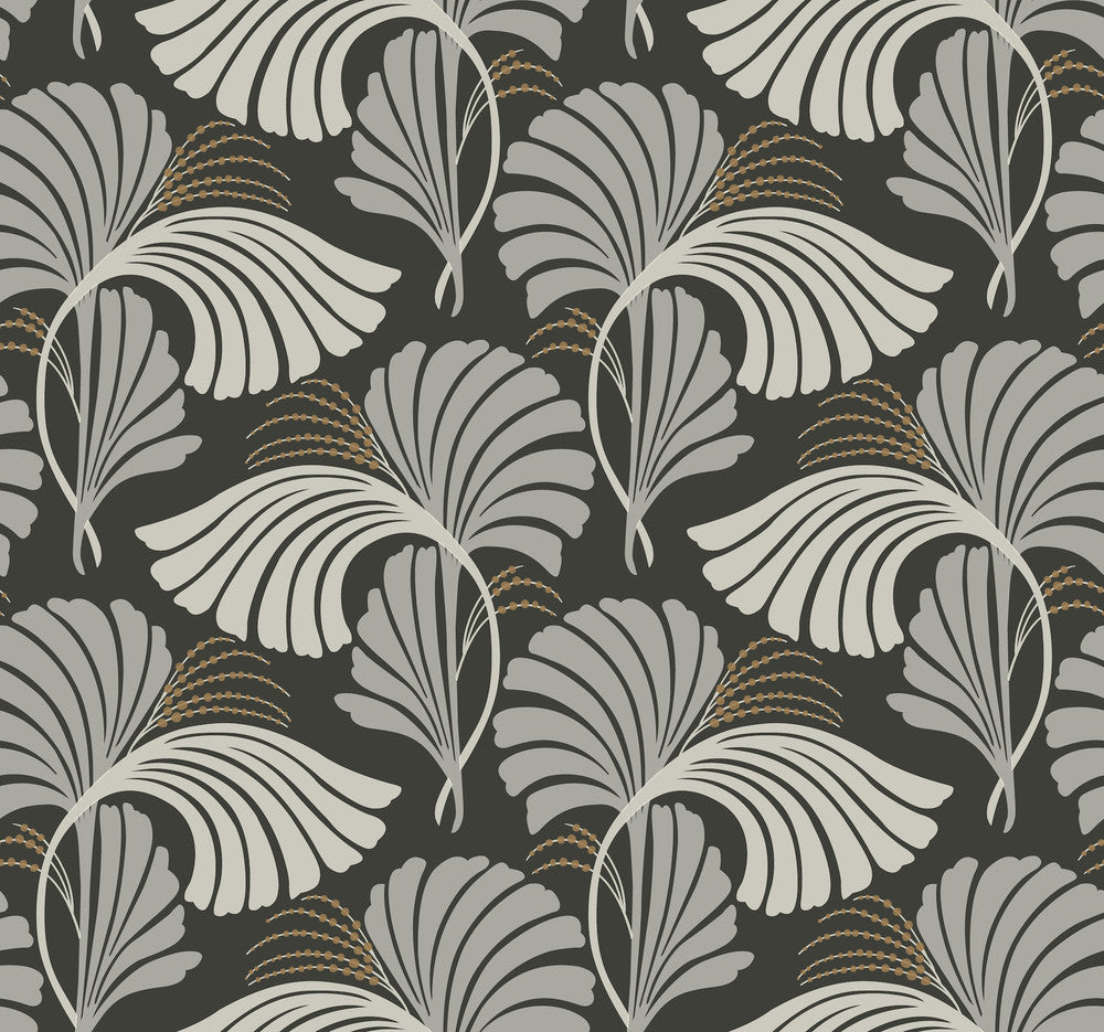 Dancing Leaves Black Wallpaper by Candice Olson Candice Olson After 8 Covers about 60.8 square feet 27-in by 27-ft long roll Unpasted 25.25 - Fabric Carolina -