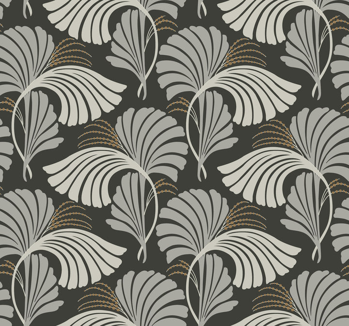 Dancing Leaves Black Wallpaper by Candice Olson Candice Olson After 8 Covers about 60.8 square feet 27-in by 27-ft long roll Unpasted 25.25 - Fabric Carolina -