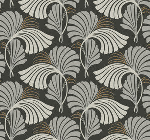 Dancing Leaves Black Wallpaper by Candice Olson