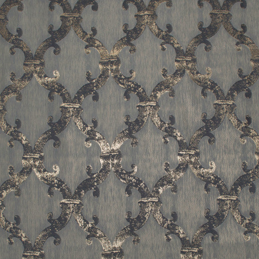Dazzle - Damask - Blue Gold by Europatex Fabric Dazzle 100% Polyester China See Sample Horizontal: N/A and Vertical: N/A 118.00 inches  - Fabric Carolina -