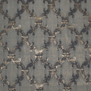 Dazzle Damask Blue Gold by Europatex Fabric