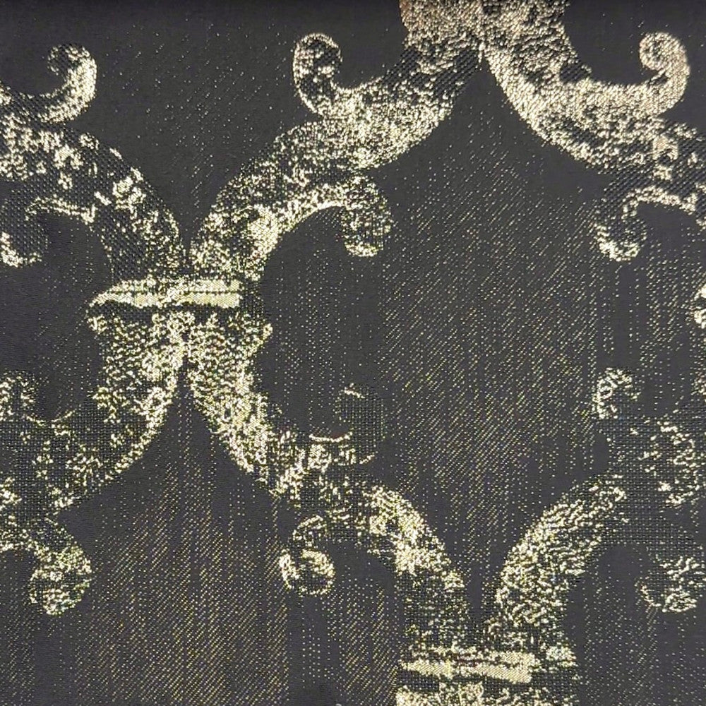 Dazzle Damask Black Gold by Europatex Fabric Dazzle 100% Polyester 118.00 inches - Fabric Carolina -