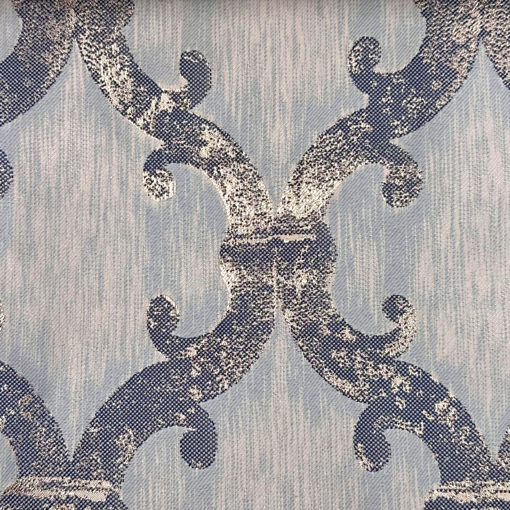 Dazzle Damask Blue Gold by Europatex Fabric Dazzle 100% Polyester 118.00 inches - Fabric Carolina -
