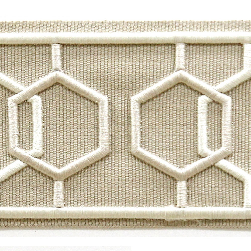Dimensions Ivory by Europatex Fabric Crest & Dimensions 100% Polyester 2.90 inches - Fabric Carolina -