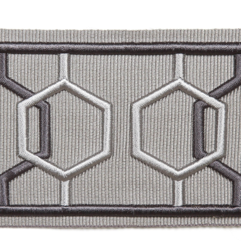 Dimensions Steel by Europatex Fabric Crest & Dimensions 100% Polyester 2.90 inches - Fabric Carolina -