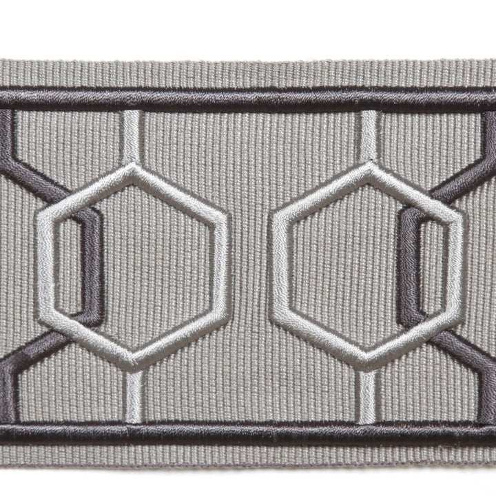 Dimensions Steel by Europatex Fabric Crest & Dimensions 100% Polyester 2.90 inches - Fabric Carolina -