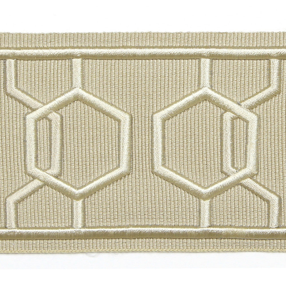 Dimensions Sand by Europatex Designer Fabric Crest & Dimensions 100% Polyester 2.90 inches - Swanky Fabrics -