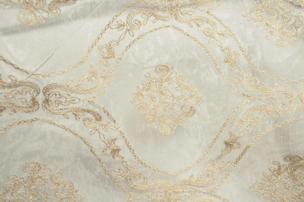Dora Beige by Europatex Fabric Majestic 100% Polyester China Horizontal: 11.75 and Vertical: 14.5 110" - Fabric Carolina -