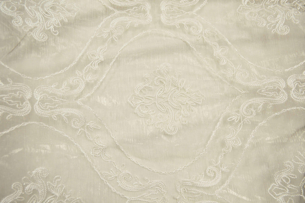 Dora Offwhite by Europatex Fabric Majestic 100% Polyester China Horizontal: 11.75 and Vertical: 14.5 110" - Fabric Carolina -