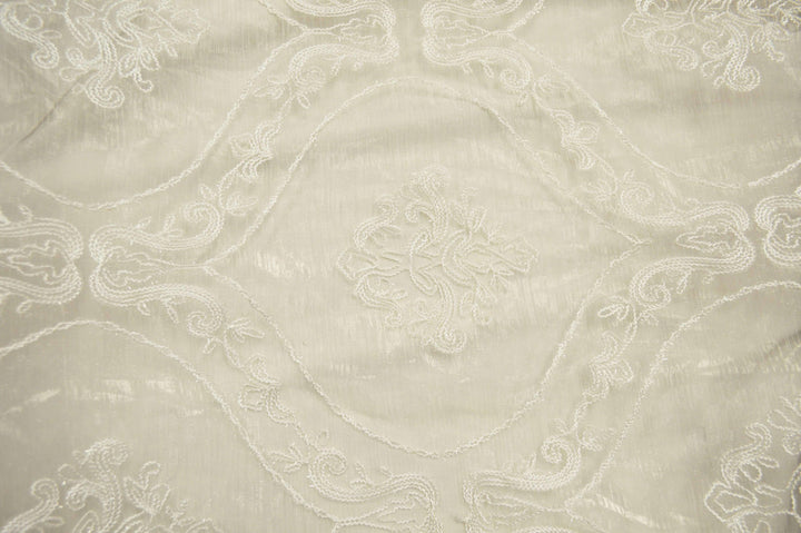 Dora Offwhite by Europatex Fabric Majestic 100% Polyester China Horizontal: 11.75 and Vertical: 14.5 110" - Fabric Carolina -