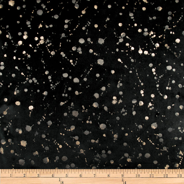 Embellished Dott Black by Europatex Designer Fabric Embellished 100% Polyester 26.8" H, 23" V 118.00 inches - Swanky Fabrics -