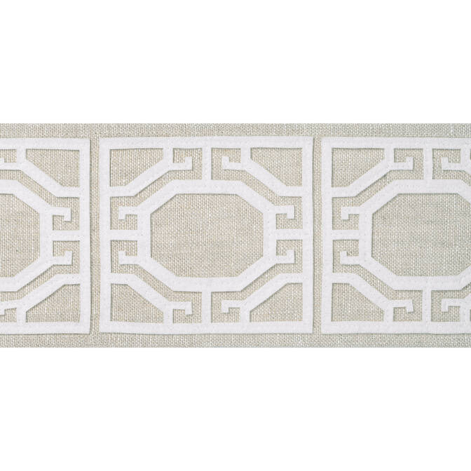 Gate Applique Tape Linen E12008 by Thibaut Fabric Thibaut Fabric Gate Applique Tape Linen E12008Fabric Tapes & Trims Volume 1 80% Linen, 20% Polyester INDIA </p><p>Repeat: V: 4.12 3.87 - Fabric Carolina -