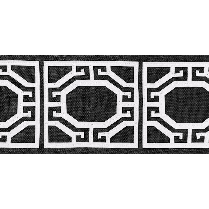 Gate Applique Tape Onyx E12010 by Thibaut Fabric Thibaut Fabric Gate Applique Tape Onyx E12010Fabric Tapes & Trims Volume 1 80% Linen, 20% Polyester INDIA </p><p>Repeat: V: 4.12 3.87 - Fabric Carolina -