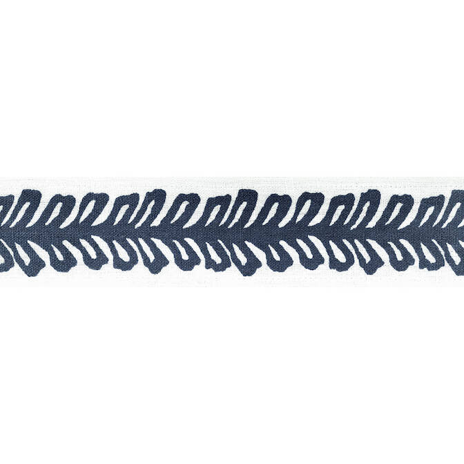 Lenox Tape Navy E12038 by Thibaut Fabric Thibaut Fabric Lenox Tape Navy E12038Fabric Tapes & Trims Volume 1 100% Linen INDIA </p><p>Repeat: V: 3.75 2 - Fabric Carolina -