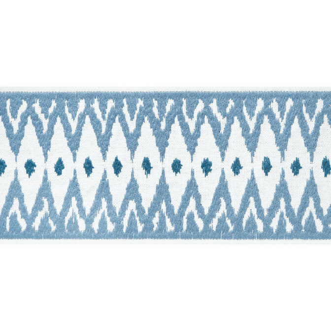 Delmont Tape Sky E12049 by Thibaut Fabric Thibaut Fabric Delmont Tape Sky E12049Fabric Tapes & Trims Volume 2 40% Linen, 30% Cotton, 30% Poly INDIA </p><p>Repeat: V: 4.5 4 - Fabric Carolina -