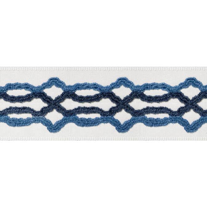 Hartney Tape Bermuda and Navy E12089 by Thibaut Fabric Thibaut Fabric Hartney Tape Bermuda and Navy E12089Fabric Tapes & Trims Volume 2 63% Cotton, 37% Viscose INDIA </p><p>Repeat: V: 2.75 2.875 - Fabric Carolina -