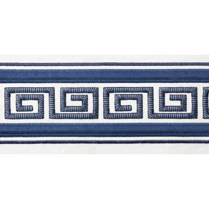 Avenue Tape Bermuda and Sky E12108 by Thibaut Fabric Thibaut Fabric Avenue Tape Bermuda and Sky E12108Fabric Tapes & Trims Volume 1 52% Cotton, 48% Spun Poly INDIA </p><p>Repeat: V: 3.75 4 - Fabric Carolina -