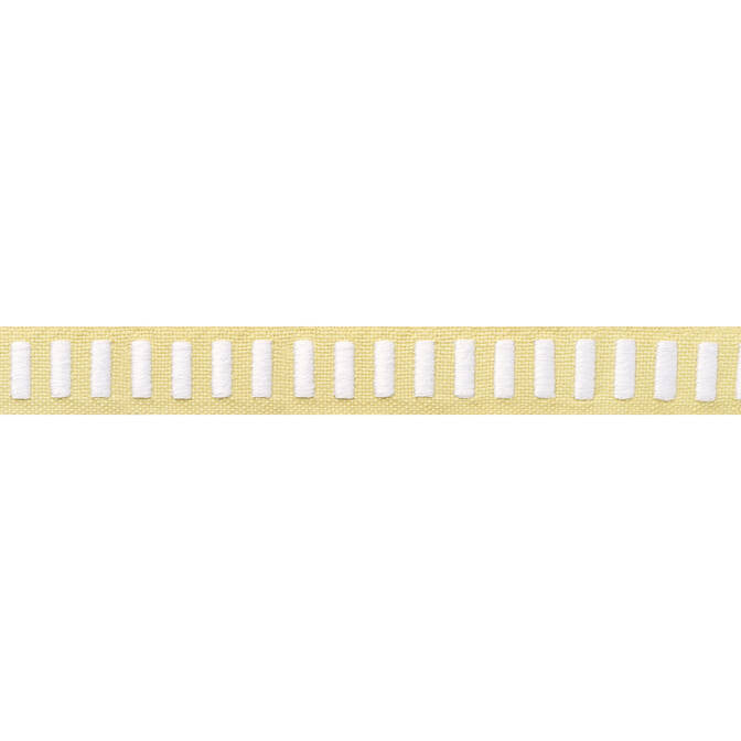 Dash Tape White on Sunshine E12125 by Thibaut Fabric Thibaut Fabric Dash Tape White on Sunshine E12125Fabric Tapes & Trims Volume 2 90% Cotton, 10% Polyester INDIA </p><p>Repeat: V: 0.5 1 - Fabric Carolina -