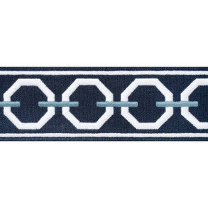 Katonah Tape Navy and Sky E12167 by Thibaut Fabric