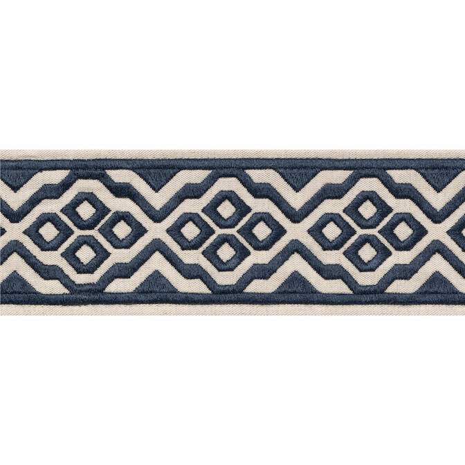 Belinda Tape Navy E12194 by Thibaut Fabric Thibaut Fabric Belinda Tape Navy E12194Fabric Tapes & Trims Volume 3 54% Cotton, 36% Linen, 10% Spun Poly INDIA </p><p>Repeat: V: 2.5 2.875 - Fabric Carolina -