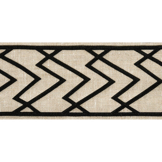 Summit Applique Tape Black on Linen E12208 by Thibaut Fabric Thibaut Fabric Summit Applique Tape Black on Linen E12208Fabric Tapes & Trims Volume 3 75% Linen, 25% Polyester INDIA </p><p>Repeat: V: 2.5 4 - Fabric Carolina -