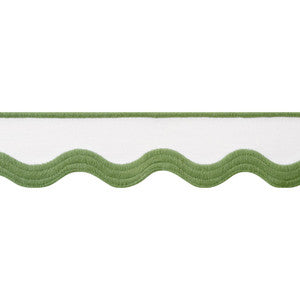Wave Tape Leaf on White E12331 by Thibaut Trim