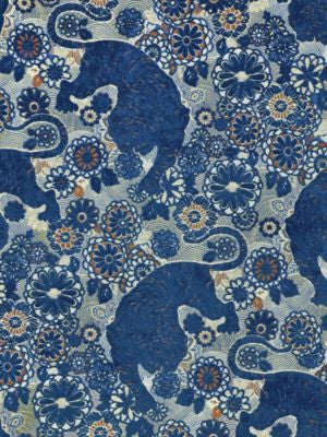 Siberian Tiger Sapphire Flame EA18V10002 by Old World Weavers Designer Fabric TUNDRA 28% MAKO COTTON, 42% POLYESTER 30% VISCOSE ITALY MEDIUM DUTY Horizontal: 32" and Vertical: 27.5" 55 - Swanky Fabrics -