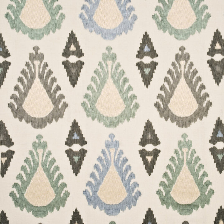 Exuberance Aqua/Ivory/Multi by Threads Fabric Threads Fabric Exuberance Aqua/Ivory/MultiFabric FASCINATION LINEN - 66%;VISCOSE - 34% India </p><p>Repeat: H: 25.216, V: 30.338 50.432 - Fabric Carolina -