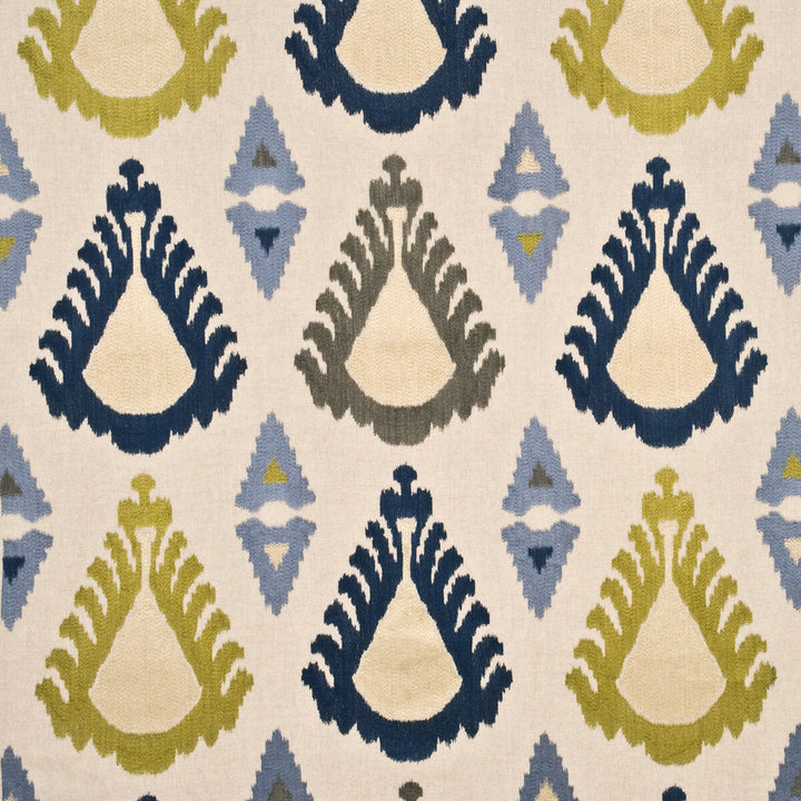 Exuberance Indigo/Celery by Threads Fabric FASCINATION LINEN - 66%;VISCOSE - 34% India - Horizontal: 25.216 and Vertical: 30.338 50.432 - Fabric Carolina -