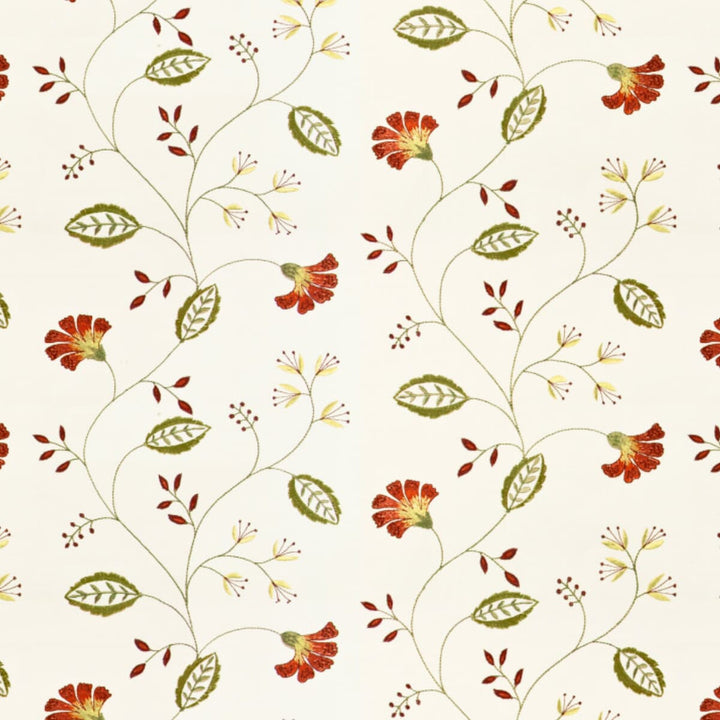 Edison 2 Paprika by Stout Fabric Rainbow Library Tangerine/Clove 100% Cotton Viscose Embroidery INDIA WYZENBEEK WEAR TEST (LIGHT DUTY) Horizontal: 13 and Vertical: 16 51 in - Fabric Carolina -