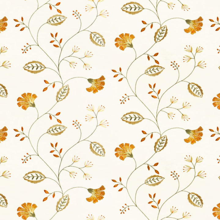 Edison 5 Spice by Stout Fabric Rainbow Library Tangerine/Clove 100% Cotton Viscose Embroidery INDIA WYZENBEEK WEAR TEST (LIGHT DUTY) Horizontal: 13 and Vertical: 16 51 in - Fabric Carolina -