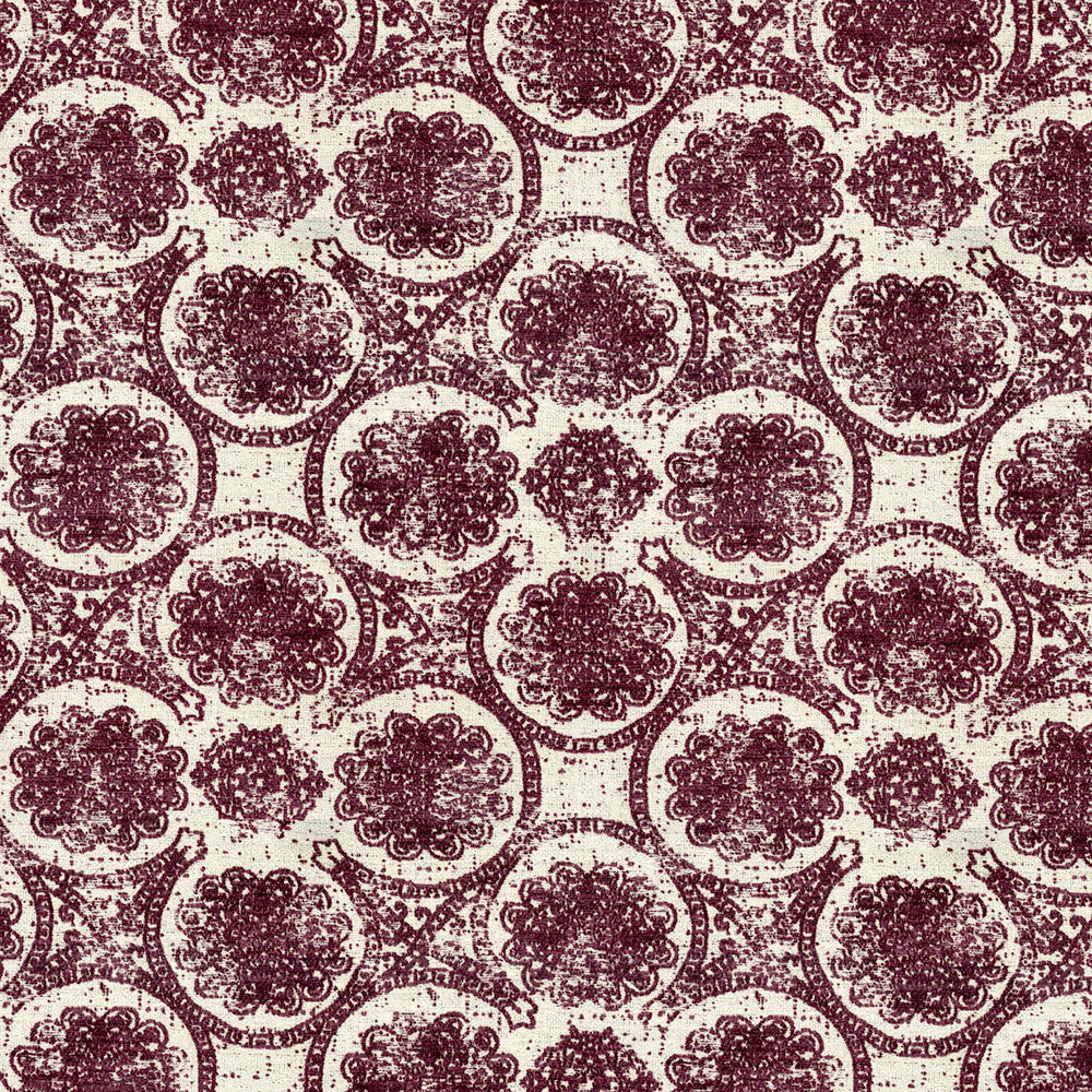 Eiffel 105 Sangria by ABBEYSHEA Fabric 46% Acrylic
28% Polyester
27% Cotton TR 35,000 Double Rubs (Wyzenbeek) </p><p>Repeat: Horizontal: 21.1 in. (53.594 cm) up the roll and Vertical: 14.2 in. (36.068 cm) across the roll 55 in. (140 cm) - Fabric Carolina -