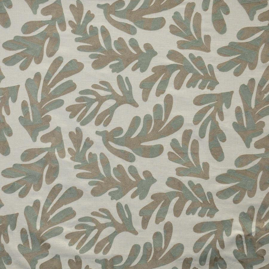 Elkhorn # 324 Celadon by Maxwell Fabric Color Theory-Vol.Vii Jungle Room BASE: 36% COTTON
30% PES
17% VISCOSE
17% LINEN EMB: SPUN POLYESTER INDIA V-15.2" H-25.4" 56" - Fabric Carolina -