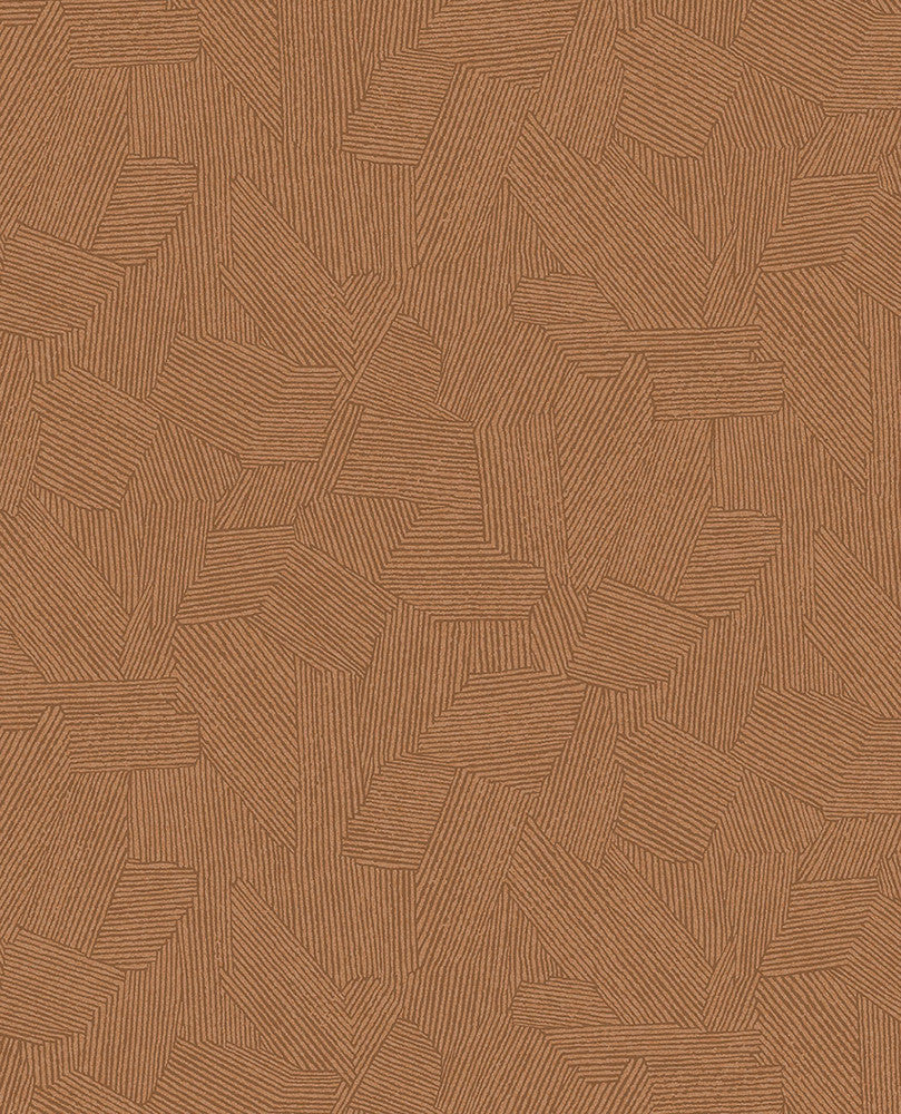 Clio Copper Lined Geometric Wallpaper by Eijffinger Twist Covers about 56.4 square feet 20.5-in by 33-ft long roll Unpasted 12.6 - Fabric Carolina -