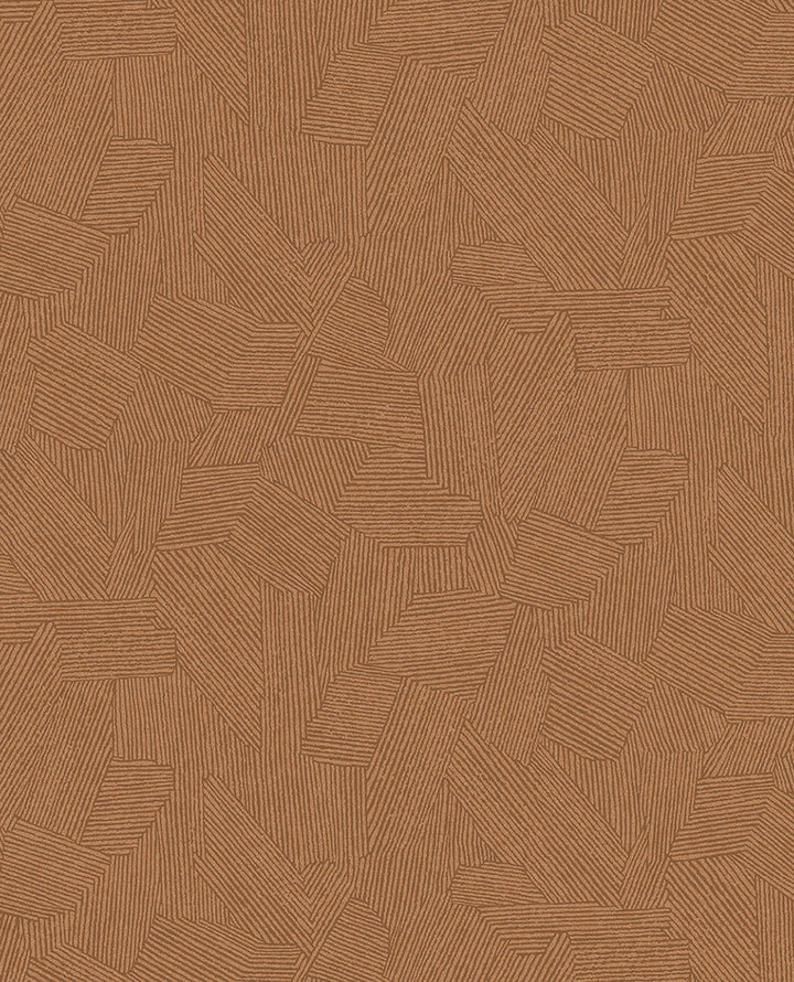 Clio Copper Lined Geometric Wallpaper by Eijffinger Twist Covers about 56.4 square feet 20.5-in by 33-ft long roll Unpasted 12.6 - Fabric Carolina -