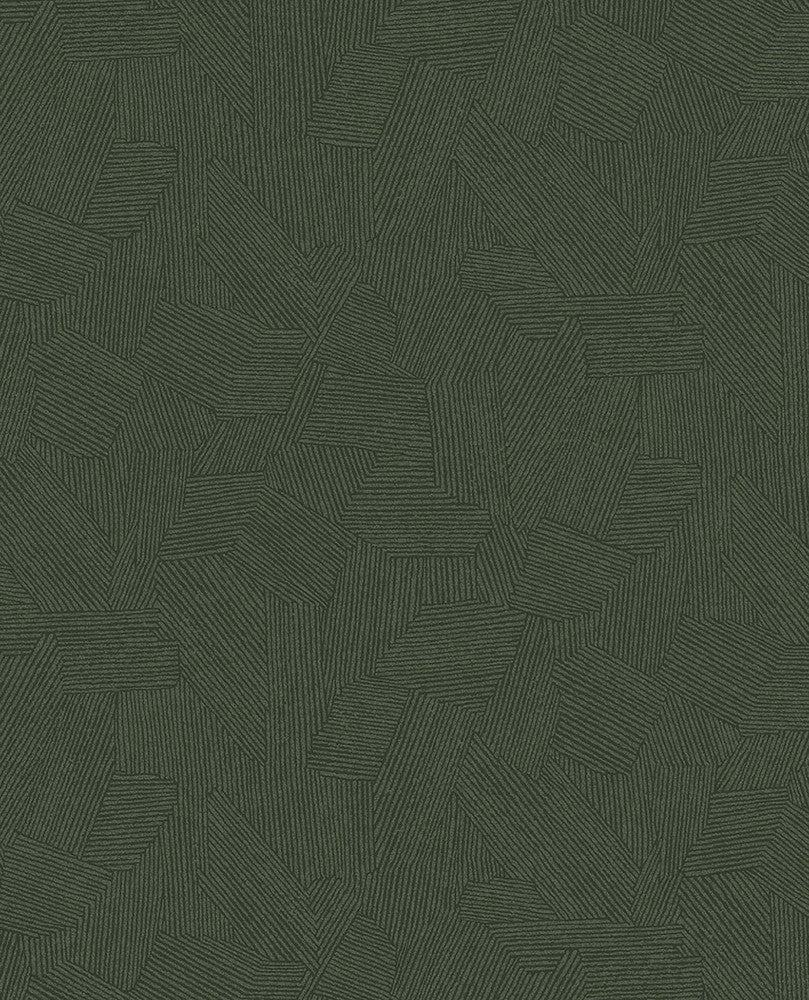 Clio Dark Green Lined Geometric Wallpaper by Eijffinger Twist Covers about 56.4 square feet 20.5-in by 33-ft long roll Unpasted 12.6 - Fabric Carolina -
