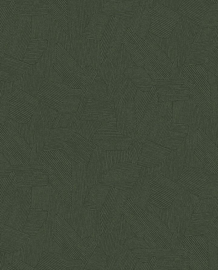 Clio Dark Green Lined Geometric Wallpaper by Eijffinger Twist Covers about 56.4 square feet 20.5-in by 33-ft long roll Unpasted 12.6 - Fabric Carolina -