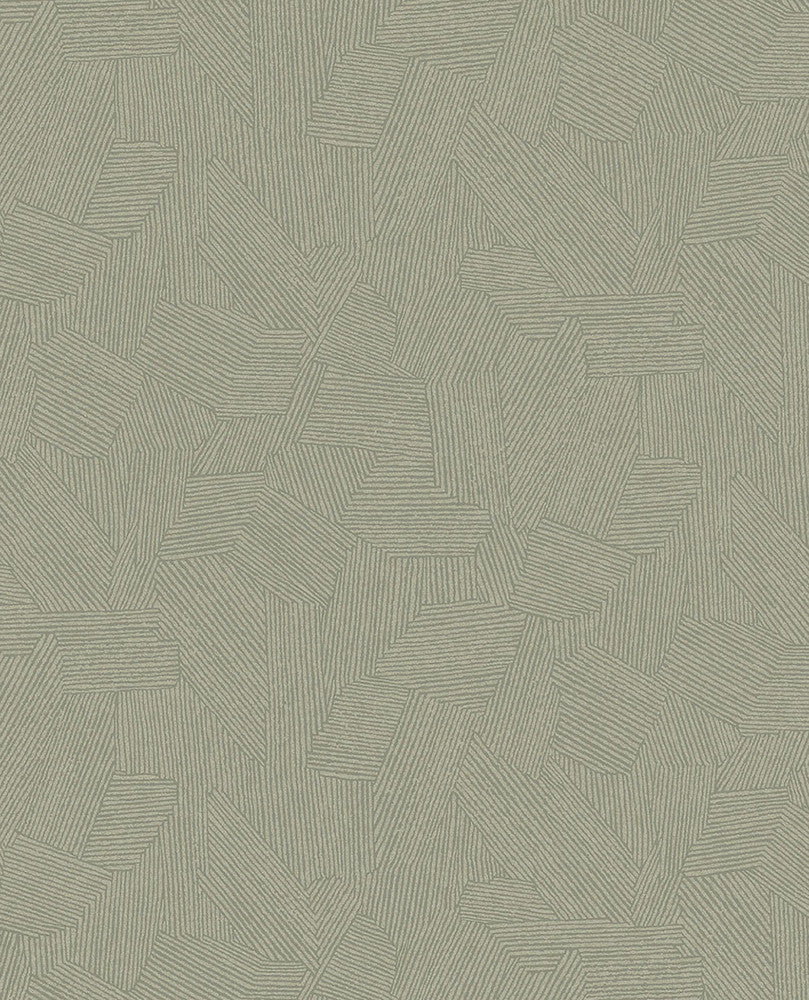 Clio Sage Lined Geometric Wallpaper by Eijffinger Twist Covers about 56.4 square feet 20.5-in by 33-ft long roll Unpasted 12.6 - Fabric Carolina -