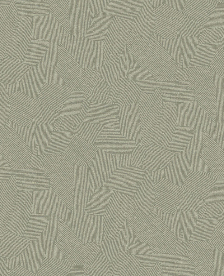 Clio Sage Lined Geometric Wallpaper by Eijffinger Twist Covers about 56.4 square feet 20.5-in by 33-ft long roll Unpasted 12.6 - Fabric Carolina -