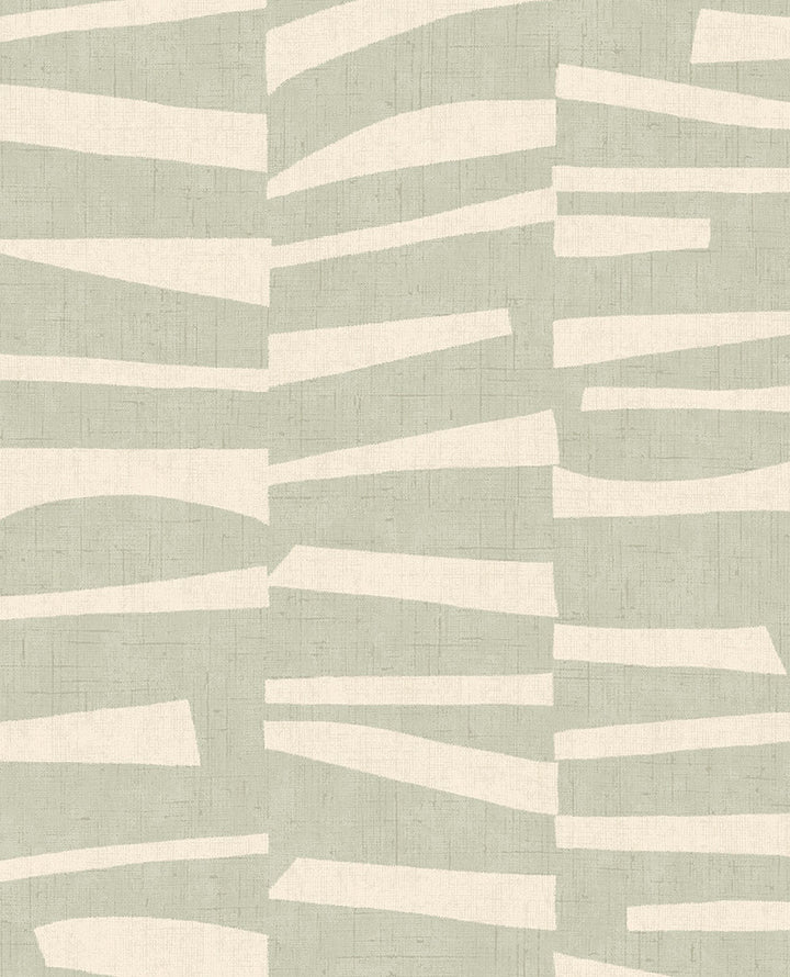 Ode Sage Staggered Stripes Wallpaper by Eijffinger Twist Covers about 56.4 square feet 20.5-in by 33-ft long roll Unpasted 25.2 - Fabric Carolina -