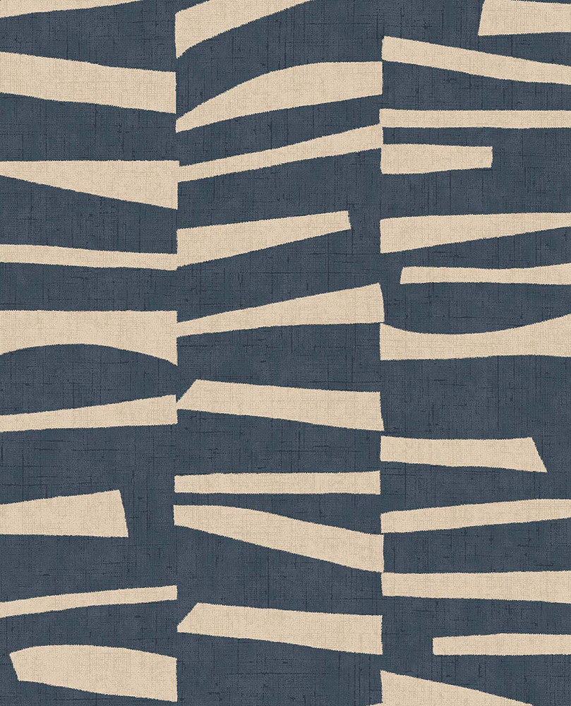 Ode Dark Blue Staggered Stripes Wallpaper by Eijffinger Twist Covers about 56.4 square feet 20.5-in by 33-ft long roll Unpasted 25.2 - Fabric Carolina -