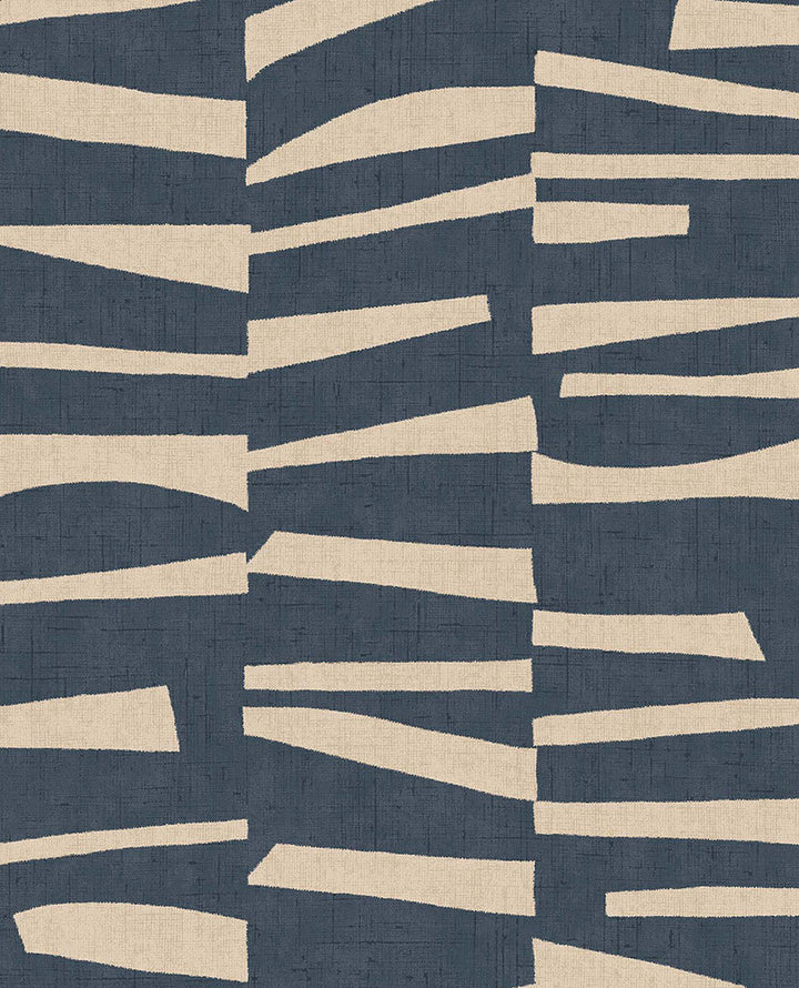Ode Dark Blue Staggered Stripes Wallpaper by Eijffinger Twist Covers about 56.4 square feet 20.5-in by 33-ft long roll Unpasted 25.2 - Fabric Carolina -