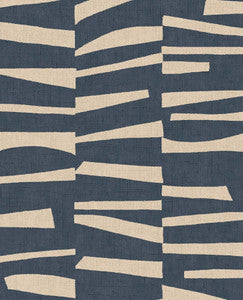 Ode Dark Blue Staggered Stripes Wallpaper by Eijffinger