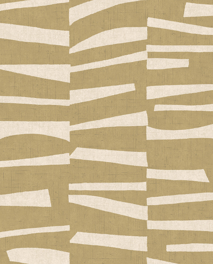 Ode Mustard Staggered Stripes Wallpaper by Eijffinger Twist Covers about 56.4 square feet 20.5-in by 33-ft long roll Unpasted 25.2 - Fabric Carolina -